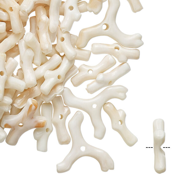 Bead, vintage German acrylic, marbled white and orange, 12x5mm-17x14mm branch. Sold per pkg of 100. image number 0