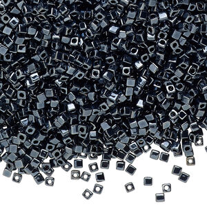 Seed bead, Miyuki, glass, pkg/250g, 1.8mm square, opaque gunmetal, (SB-451).