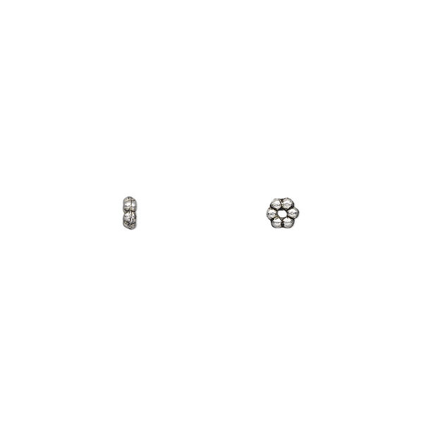 Bead, antique silver-plated "pewter" (zinc-based alloy), 3x1mm double-sided rondelle. Sold per pkg of 500. image number 0