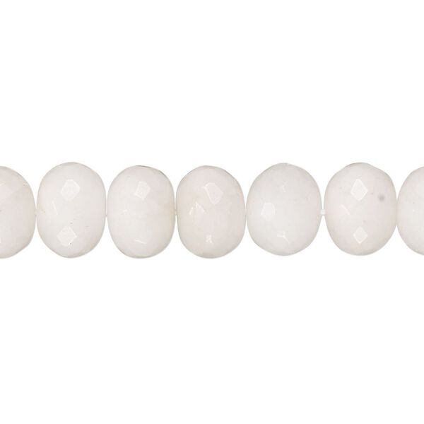 Snow quartz 1pkg1, hand-cut faceted rondelle bead natural 14 inch 9x6mm-10x8mm image number 0