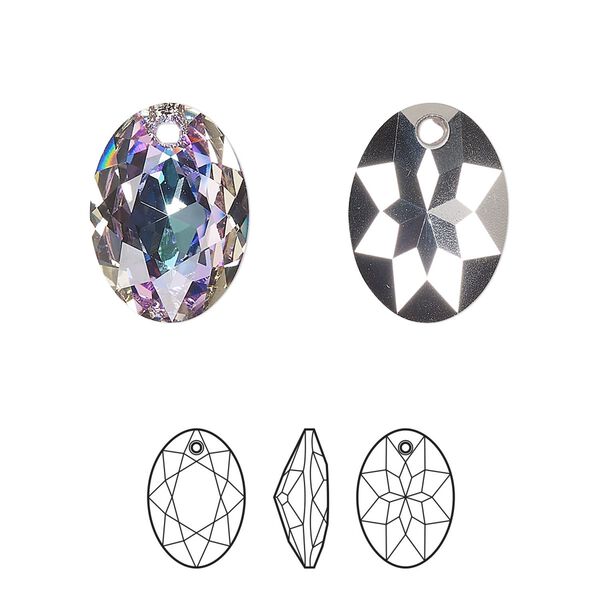 Drop 36pk crystal vitrail light P, Swarovski® 16mm pendant elliptic cut 6438 image number 0