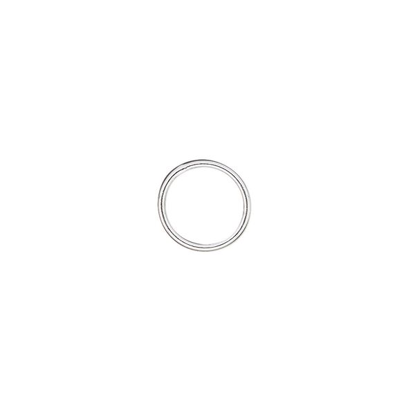 Jump ring, silver-plated brass, 10mm soldered round, 8.3mm inside diameter, 20 gauge. Sold per pkg of 100. image number 0