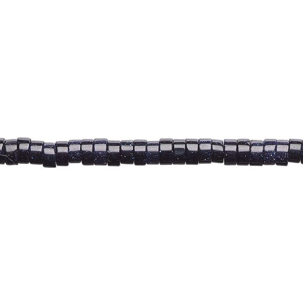 Bead, blue goldstone (glass) (man-made), 4x2mm heishi. Sold per 15-1/2" to 16" strand. image number 0