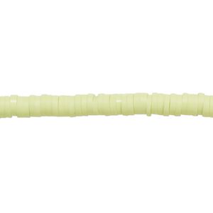 Bead, polymer clay, opaque light green, 4x1mm heishi. Sold per pkg of (2) 15-1/2" to 16" strands.