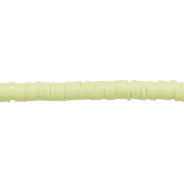 Bead, polymer clay, opaque light green, 4x1mm heishi. Sold per pkg of (2) 15-1/2" to 16" strands. image number 0
