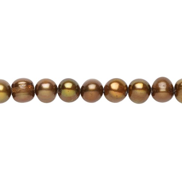 Freshwater pearl 1pkg1, semi-round, 15 inch dark iris gold 5-6mm cultured image number 0