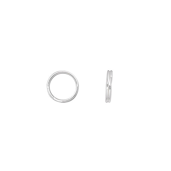 Split ring, sterling silver, 8mm round, 0.06-inches thick. Sold per pkg of 10. image number 0