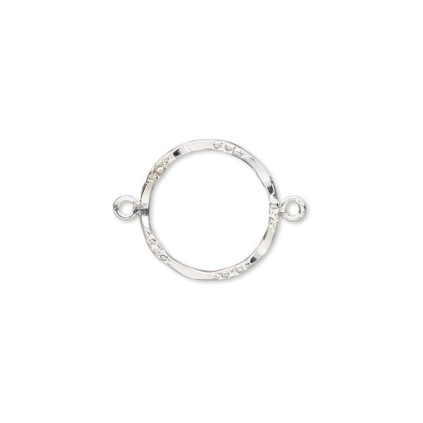 Link, sterling silver-filled, 15mm double-sided hammered and textured open round. Sold individually. image number 0