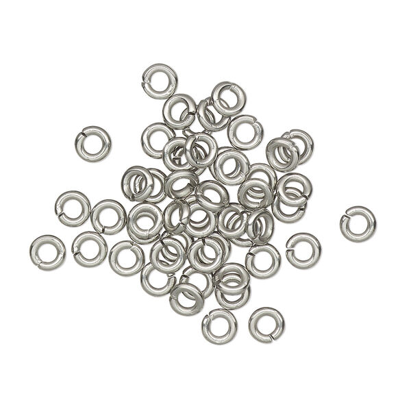 Jump ring, stainless steel, 4mm round, 2mm inside diameter, 18 gauge. Sold per pkg of 50. image number 0