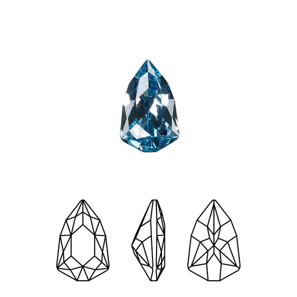 Fancy stone 1pk aquamarine foil back, Crystal Passions® 13.6x8.6mm trilliant 4707 image number 0