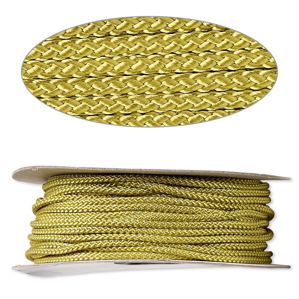 Cord, nylon, olive green, 3mm round. Sold per 100-foot spool. image number 0