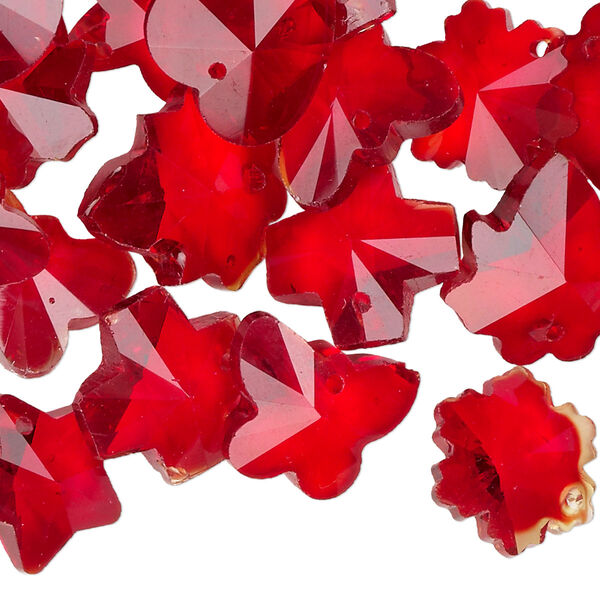 Drop mix, glass, fire red, 13x13mm-16x16mm mixed shape. Sold per 0.25-pound pkg, approximately 95 drops. image number 0