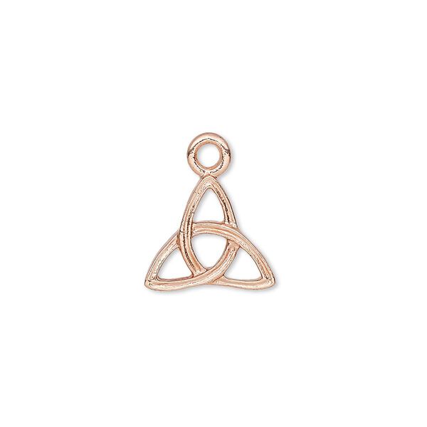 Drop 1pkg4 brass, 13x12mm triple Celtic knot, copper plate image number 0