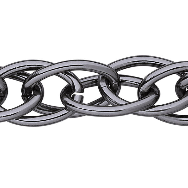 Chain, anodized aluminum, gunmetal, 17mm double cable. Sold per pkg of 5 feet. image number 0