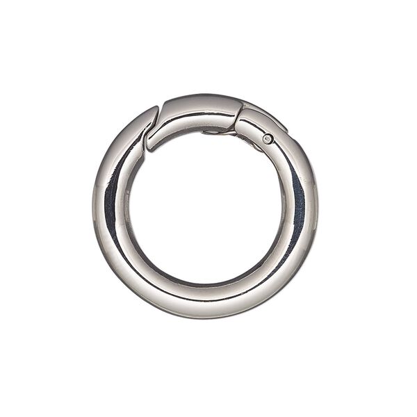 Clasp, self-closing hook, stainless steel, 24mm round with rounded edges. Sold individually. image number 0