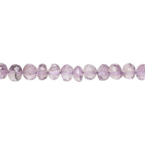 Amethyst 1pkg1, hand-cut faceted rondelle bead natural, 13 inch light to medium 5x3mm-6x4mm