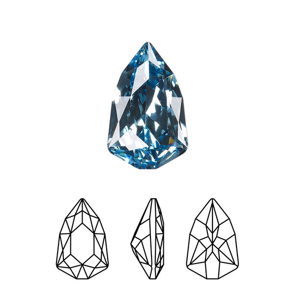 Fancy stone 1pk aquamarine foil back, Crystal Passions® 18.7x11.8mm trilliant 4707 image number 0
