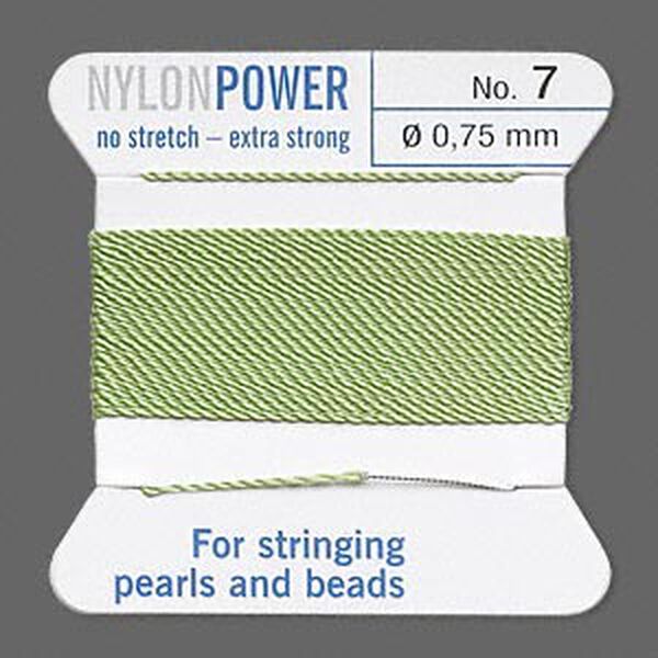 Thread, Griffin, nylon, jade green, size #7. Sold per 2-meter card (approximately 78 inches). image number 0