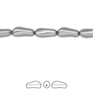Pearl 250pk dark grey, Swarovski® 10x4mm baroque elongated 5844