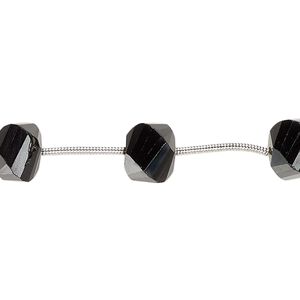 Black spinel 1pkg9, hand-cut spiral-cut cube bead 10x8mm-12x10mm