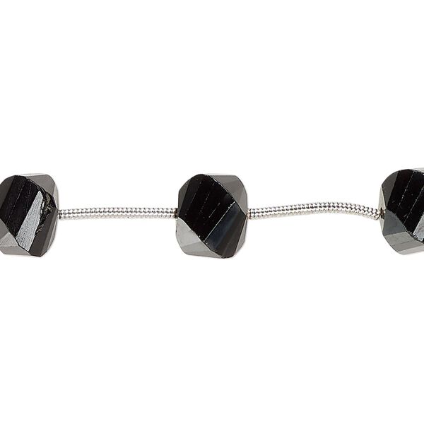Black spinel 1pkg9, hand-cut spiral-cut cube bead 10x8mm-12x10mm image number 0