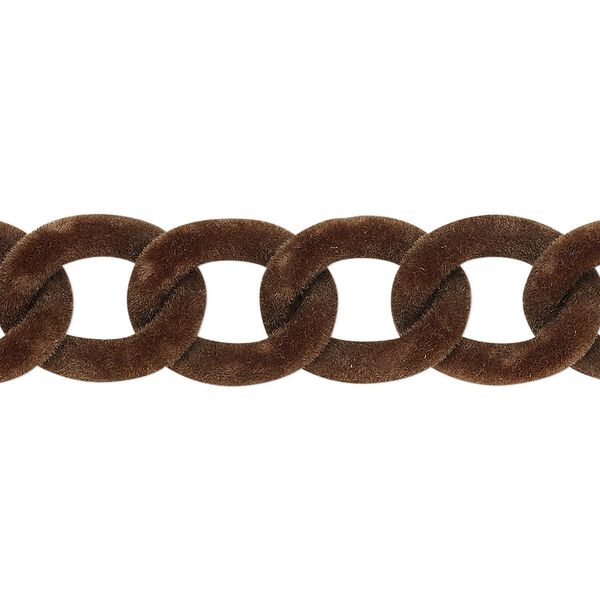 Chain, aluminum, flocked brown, 13mm curb. Sold per pkg of 24 inches. image number 0