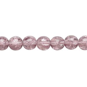 Bead, Czech crackle glass druk, mauve, 8mm round. Sold per 15-1/2" to 16" strand, approximately 50 beads.