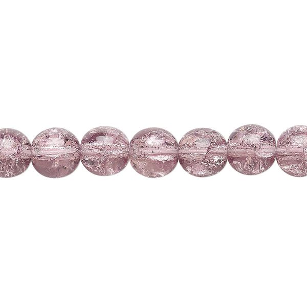 Bead, Czech crackle glass druk, mauve, 8mm round. Sold per 15-1/2" to 16" strand, approximately 50 beads. image number 0