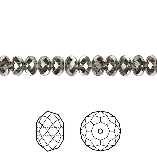 Bead 144pk crystal silver night, Crystal Passions® 6x4mm rondelle 5040 image number 0