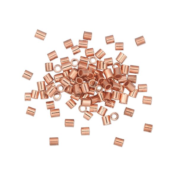 Crimp, copper, 2mm seamless tube, 1.2mm inside diameter. Sold per pkg of 100. image number 0