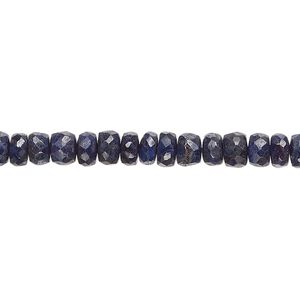 Blue sapphire 1pkg1, hand-cut faceted rondelle bead 14 inch 4x2mm-6x4mm