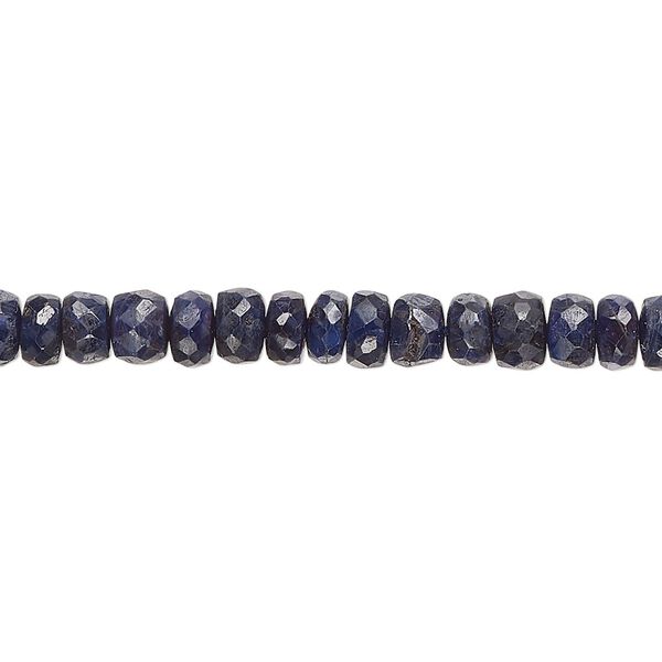 Blue sapphire 1pkg1, hand-cut faceted rondelle bead 14 inch 4x2mm-6x4mm image number 0