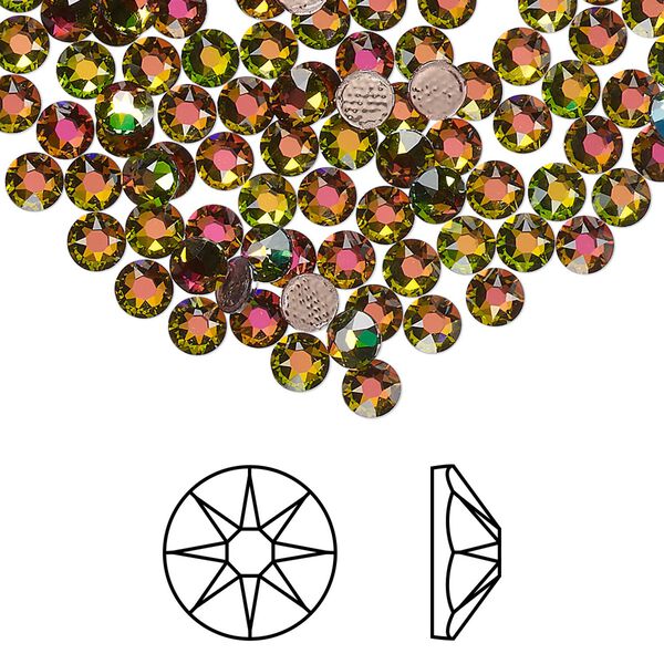 Flat back 1440pk crystal vitrail medium foil back, Swarovski® hotfix 3.8-4mm round SS16 2078 image number 0