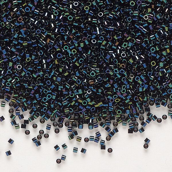 Seed bead, Delica®, glass, pkg/250g, #15 round, opaque metallic iris dark blue (DBS-0002). image number 0
