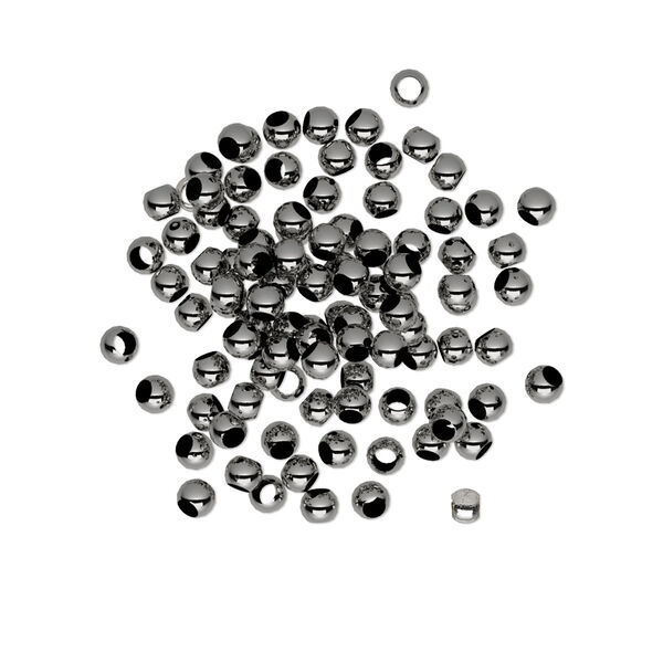 Bead, gunmetal-plated brass, 2.5mm micro round. Sold per pkg of 100. image number 0