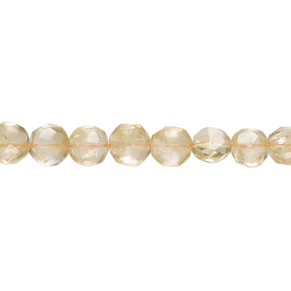 Citrine 1pkg1, hand-cut faceted puffed octagon bead C grade, 14 inch 5-6mm image number 0
