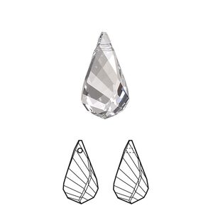 Drop 1pk crystal, Crystal Passions® 18x10mm pendant helix 6020