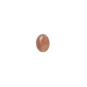 Cabochon, brown goldstone (glass) (man-made), 8x6mm calibrated oval. Sold per pkg of 10.