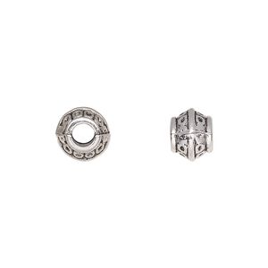 Bead, antique silver-plated "pewter" (zinc-based alloy), 8x7mm rondelle. Sold per pkg of 20.