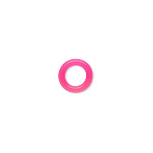 Component, Oh! Ring™, silicone, neon pink, 10mm round with 6mm hole. Sold per pkg of 300.