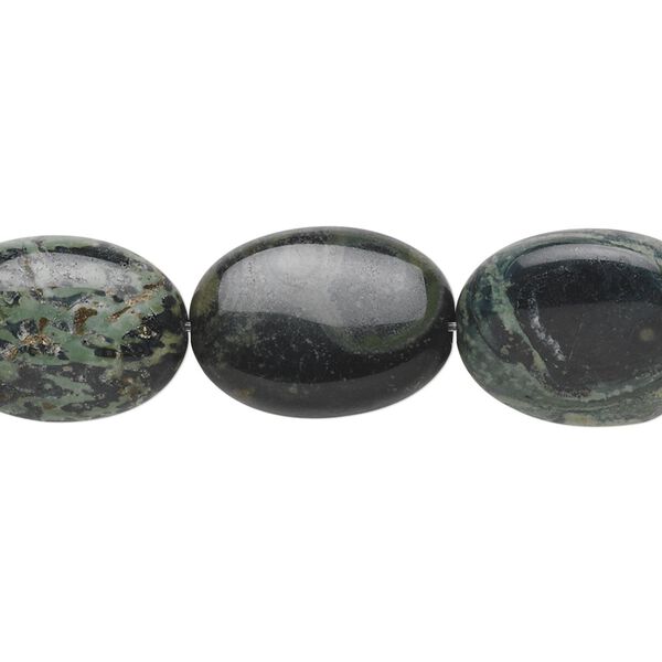 Kambaba jasper 1pkg1, flat oval bead natural 15.5-16 inch 18x12mm image number 0