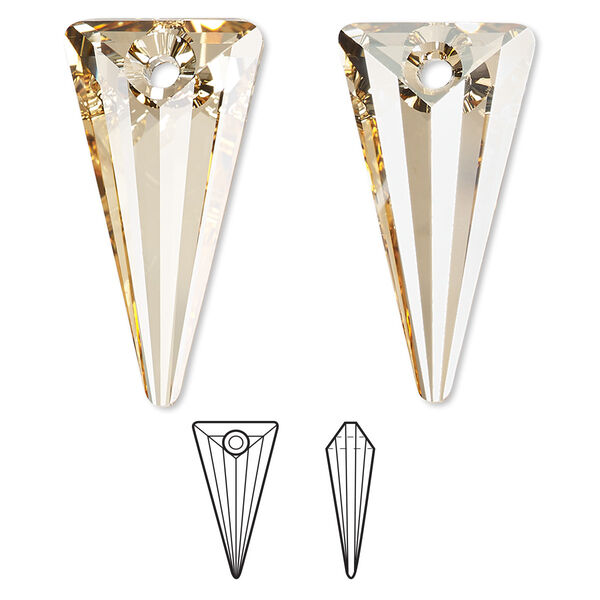 Drop 1pk crystal golden shadow, Crystal Passions® 28x14mm pendant spike 6480 image number 0