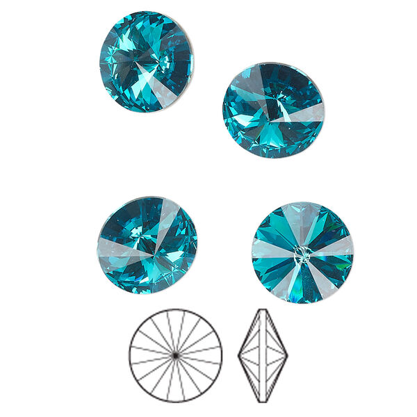 Chaton 144pk blue zircon foil back, Preciosa MAXIMA Czech crystal rhinestone 10.54-10.91mm rivoli SS47 image number 0