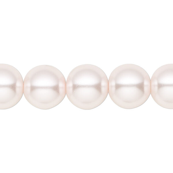 Bead, crystal pearl, light pink, 12mm round. Sold per 15-1/2" to 16" strand, approximately 30 beads. image number 0