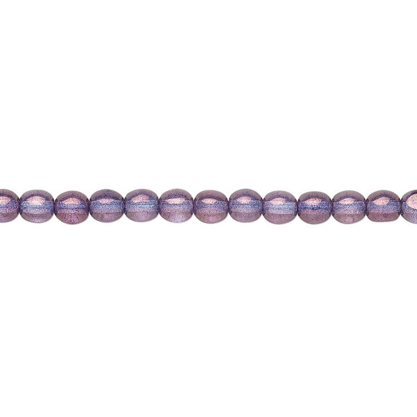 Bead, Czech glass druk, translucent lilac luster, 4mm round. Sold per 15-1/2" to 16" strand. image number 0