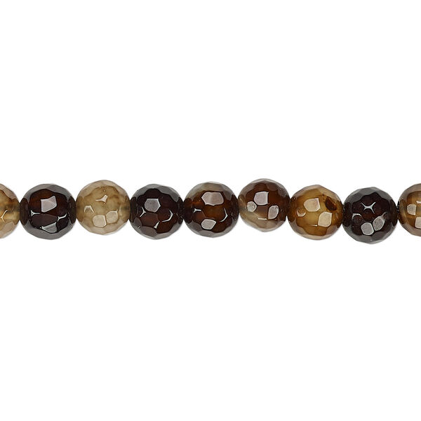 Bead, brown agate (dyed), 6-7mm faceted round, B grade, Mohs hardness 6-1/2 to 7. Sold per 15-inch strand. image number 0