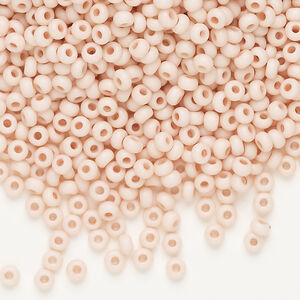 Seed bead, Preciosa Ornela Czech glass, 1pkg500g, 2.8-3.2mm rocaille, opaque matte terra dyed vintage rose chalkwhite (06474)