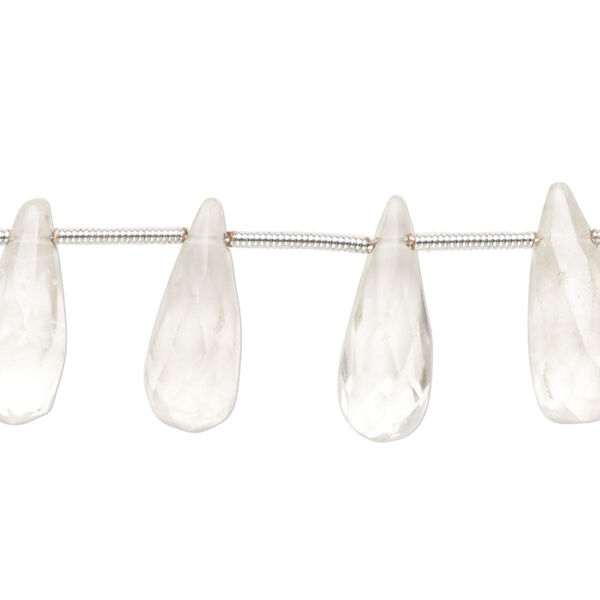 Quartz crystal 1pkg13, hand-cut top-drilled faceted briolette bead natural 13x7mm-19x9mm image number 0