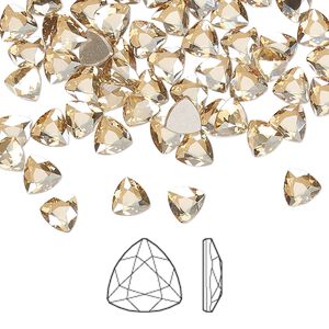 Flat back 12pk crystal golden shadow foil back, Crystal Passions® 5mm trilliant 2472