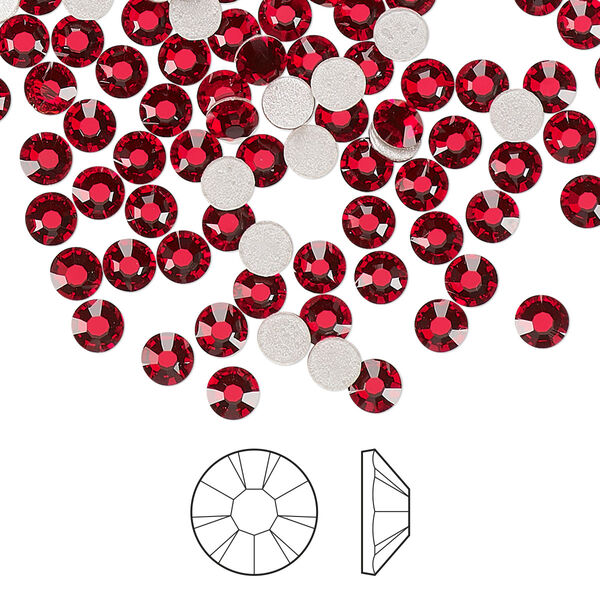 Flat back 1440pk light Siam foil back, Preciosa MAXIMA Czech crystal hotfix rhinestone 3.8-4mm chaton rose round SS16 image number 0